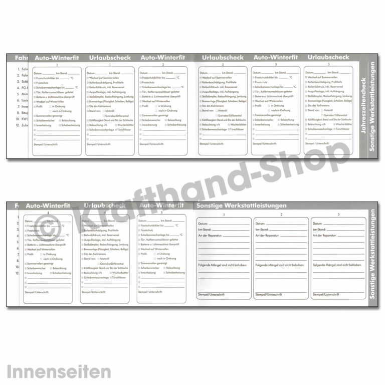 Kfz Wartungs- und Serviceheft - Krafthand Shop