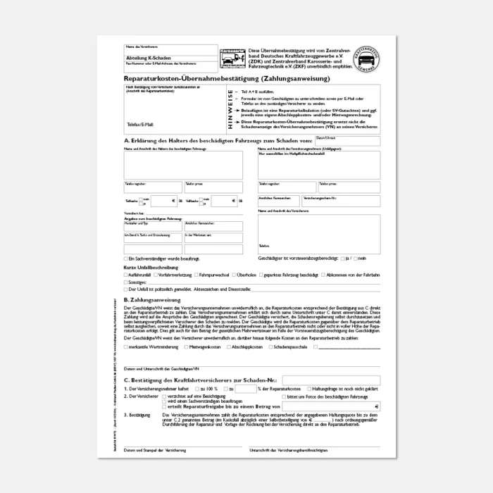 Formular Reparaturkostenübernahmebestätigung 06/2025