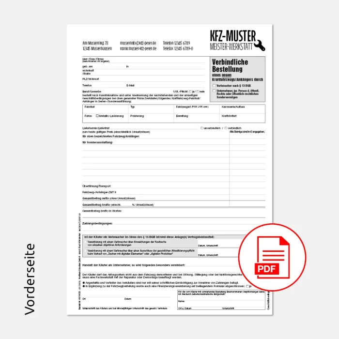Neuwagen-/ Gebrauchtwagen-Formulare - PDF - Neuwagen-Paket PDF