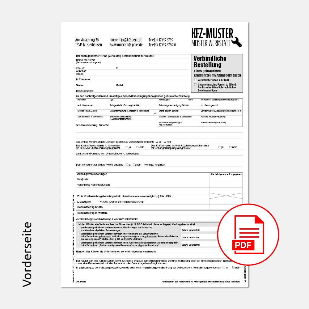 Gebrauchtwagenbestellung PDF
