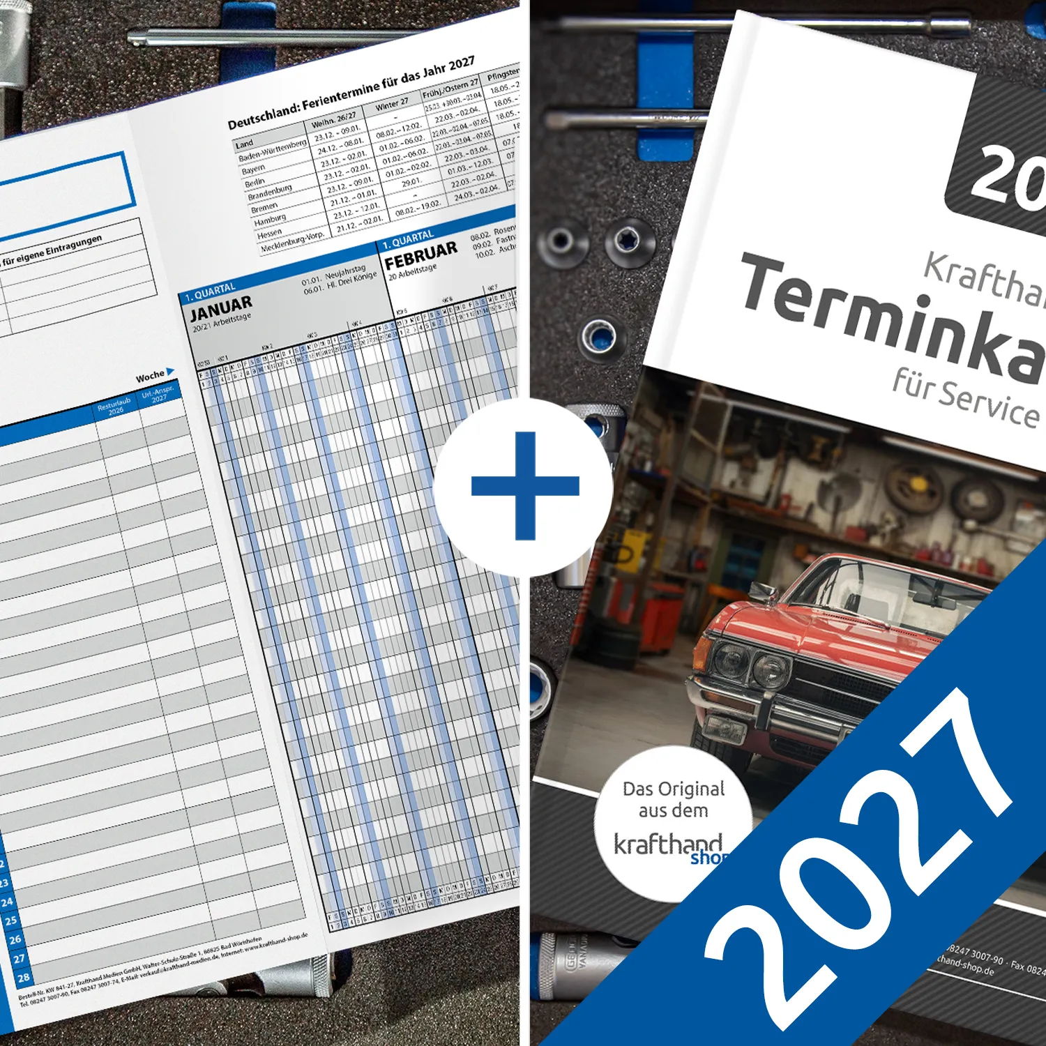 Kombiangebot: Terminkalender HARDCOVER plus Termin- und Urlaubsplaner - 2027